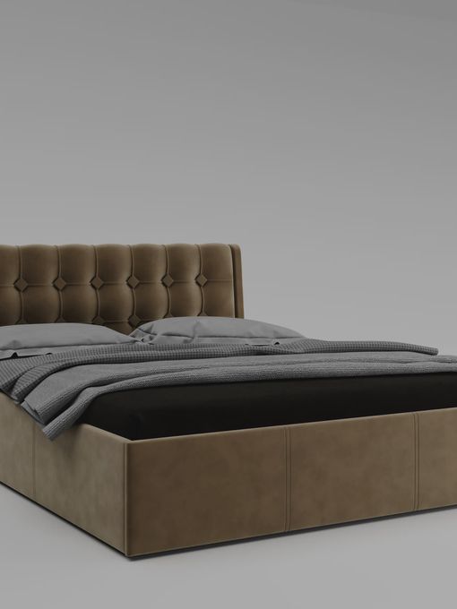 Кровать с подъёмным механизмом «Лагуна», экокожа, бежевая